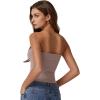 imageQINSEN Womens Tube Tops Strapless Bandeau Tops Double Lined Slim Fit Summer Going Out Tank TopsRose Taupe