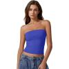 imageQINSEN Womens Tube Tops Strapless Bandeau Tops Double Lined Slim Fit Summer Going Out Tank TopsSapphire Blue