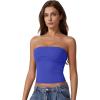 imageQINSEN Womens Tube Tops Strapless Bandeau Tops Double Lined Slim Fit Summer Going Out Tank TopsSapphire Blue