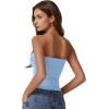 imageQINSEN Womens Tube Tops Strapless Bandeau Tops Double Lined Slim Fit Summer Going Out Tank TopsSky Blue