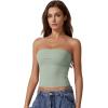 imageQINSEN Womens Tube Tops Strapless Bandeau Tops Double Lined Slim Fit Summer Going Out Tank TopsSmoke Green