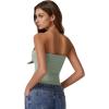 imageQINSEN Womens Tube Tops Strapless Bandeau Tops Double Lined Slim Fit Summer Going Out Tank TopsSmoke Green