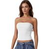 imageQINSEN Womens Tube Tops Strapless Bandeau Tops Double Lined Slim Fit Summer Going Out Tank TopsWhite