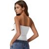 imageQINSEN Womens Tube Tops Strapless Bandeau Tops Double Lined Slim Fit Summer Going Out Tank TopsWhite