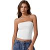 imageQINSEN Womens Tube Tops Strapless Bandeau Tops Double Lined Slim Fit Summer Going Out Tank TopsWhite