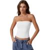 imageQINSEN Womens Tube Tops Strapless Bandeau Tops Double Lined Slim Fit Summer Going Out Tank TopsWhite