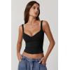 imageQINSEN Womens V Neck Tank Tops Double Lined Adjustable Strap Camisole ShirtBlack