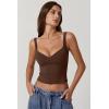 imageQINSEN Womens V Neck Tank Tops Double Lined Adjustable Strap Camisole ShirtChestnut