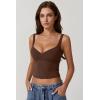 imageQINSEN Womens V Neck Tank Tops Double Lined Adjustable Strap Camisole ShirtChestnut
