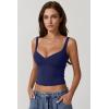 imageQINSEN Womens V Neck Tank Tops Double Lined Adjustable Strap Camisole ShirtEstate Blue