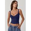 imageQINSEN Womens V Neck Tank Tops Double Lined Adjustable Strap Camisole ShirtEstate Blue