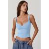 imageQINSEN Womens V Neck Tank Tops Double Lined Adjustable Strap Camisole ShirtLight Blue