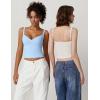 imageQINSEN Womens V Neck Tank Tops Double Lined Adjustable Strap Camisole ShirtLight Blue