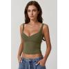 imageQINSEN Womens V Neck Tank Tops Double Lined Adjustable Strap Camisole ShirtOlive Green