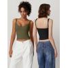 imageQINSEN Womens V Neck Tank Tops Double Lined Adjustable Strap Camisole ShirtOlive Green
