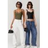 imageQINSEN Womens V Neck Tank Tops Double Lined Adjustable Strap Camisole ShirtOlive Green