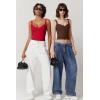 imageQINSEN Womens V Neck Tank Tops Double Lined Adjustable Strap Camisole ShirtRed
