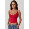 imageQINSEN Womens V Neck Tank Tops Double Lined Adjustable Strap Camisole ShirtRed
