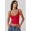 imageQINSEN Womens V Neck Tank Tops Double Lined Adjustable Strap Camisole ShirtRed