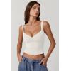 imageQINSEN Womens V Neck Tank Tops Double Lined Adjustable Strap Camisole ShirtWhite