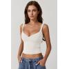 imageQINSEN Womens V Neck Tank Tops Double Lined Adjustable Strap Camisole ShirtWhite