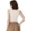 imageQINSEN Womens V Neck Vest Top Sleeveless Button Down Fully Lined Solid Going Out Crop TopsBeige