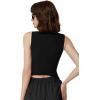 imageQINSEN Womens V Neck Vest Top Sleeveless Button Down Fully Lined Solid Going Out Crop TopsBlack