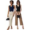 imageQINSEN Womens V Neck Vest Top Sleeveless Button Down Fully Lined Solid Going Out Crop TopsBlack
