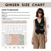 imageQINSEN Womens V Neck Vest Top Sleeveless Button Down Fully Lined Solid Going Out Crop TopsBlack