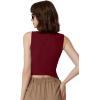 imageQINSEN Womens V Neck Vest Top Sleeveless Button Down Fully Lined Solid Going Out Crop TopsBurgundy