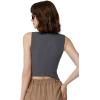 imageQINSEN Womens V Neck Vest Top Sleeveless Button Down Fully Lined Solid Going Out Crop TopsDark Grey