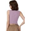imageQINSEN Womens V Neck Vest Top Sleeveless Button Down Fully Lined Solid Going Out Crop TopsLight Purple