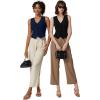 imageQINSEN Womens V Neck Vest Top Sleeveless Button Down Fully Lined Solid Going Out Crop TopsNavy