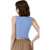 imageQINSEN Womens V Neck Vest Top Sleeveless Button Down Fully Lined Solid Going Out Crop TopsSky Blue