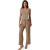imageQINSEN Womens V Neck Vest Top Sleeveless Button Down Fully Lined Solid Going Out Crop TopsTurner Taupe