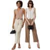 imageQINSEN Womens V Neck Vest Top Sleeveless Button Down Fully Lined Solid Going Out Crop TopsWhite