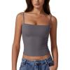 imageQINSEN Womens Double Lined Basic Tank Top Adjustable Spaghetti Straps Sleeveless Camisole ShirtsDark Grey