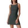 imageQINSEN Womens Open Back Tennis Dress Sleeveless Built in Shorts Golf Athletic Dress with PocketsDark Green