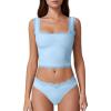 imageQINSEN Womens Square Neck Lace Trim Tank Tops Double Lined Slim Fit Summer Going Out Y2k T ShirtsSky Blue
