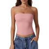 imageQINSEN Womens Tube Tops Strapless Bandeau Tops Double Lined Slim Fit Summer Going Out Tank TopsPink