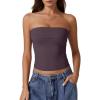 imageQINSEN Womens Tube Tops Strapless Bandeau Tops Double Lined Slim Fit Summer Going Out Tank TopsPrune Purple