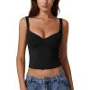 imageQINSEN Womens V Neck Tank Tops Double Lined Adjustable Strap Camisole ShirtBlack