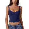 imageQINSEN Womens V Neck Tank Tops Double Lined Adjustable Strap Camisole ShirtEstate Blue