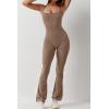 imageQINSEN Black Jumpsuit for Women Sleeveless Sexy Suqare Neck Stretch Flare Leggings Romper UnitardAffogat