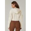 imageQINSEN Hoodies for Women Full Zip Up Cropped Jacket Long Sleeves with Cargo Pockets Sweatshirts TopsBeige
