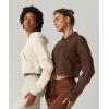 imageQINSEN Hoodies for Women Full Zip Up Cropped Jacket Long Sleeves with Cargo Pockets Sweatshirts TopsBeige