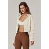 imageQINSEN Hoodies for Women Full Zip Up Cropped Jacket Long Sleeves with Cargo Pockets Sweatshirts TopsBeige