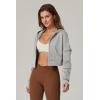 imageQINSEN Hoodies for Women Full Zip Up Cropped Jacket Long Sleeves with Cargo Pockets Sweatshirts TopsGrey