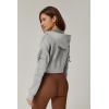 imageQINSEN Hoodies for Women Full Zip Up Cropped Jacket Long Sleeves with Cargo Pockets Sweatshirts TopsGrey