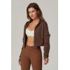 imageQINSEN Hoodies for Women Full Zip Up Cropped Jacket Long Sleeves with Cargo Pockets Sweatshirts TopsMocha Brown